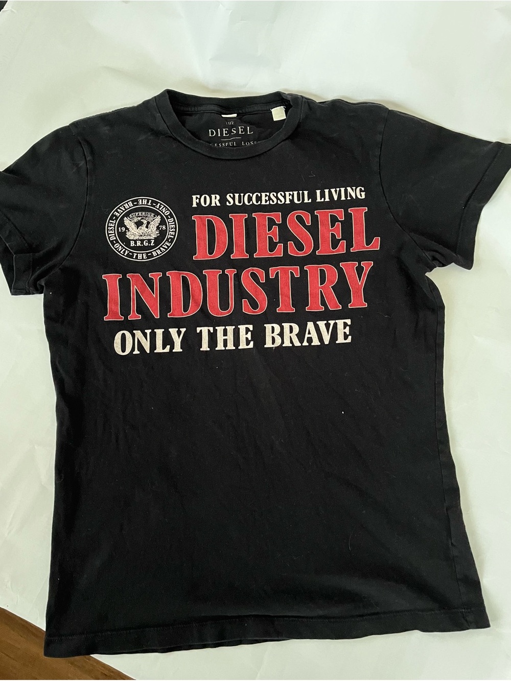 🖤 Diesel Black 100% Cotton Graphic Tee "Diesel Industry Only The Brave" S Men